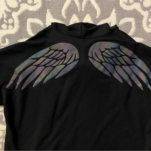 Shein Hoodie Curve Angel Wing Crescent Moon Reflective Black Size 2X 2xl - Picture 7 of 8